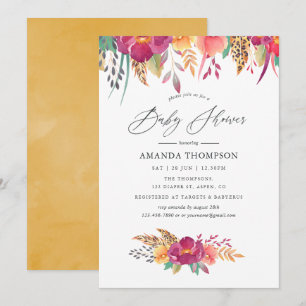Watercolor Floral Safari Baby Shower Invitation