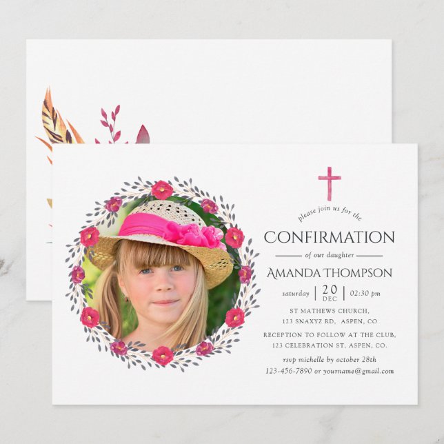 Watercolor Floral Safari Confirmation Invitation (Front/Back)