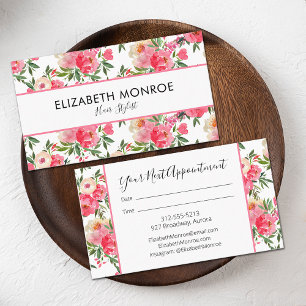 Watercolor Floral Salon Hair Stylist Business Card