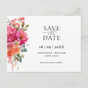 Watercolor Floral Save the Date Announcement Postcard