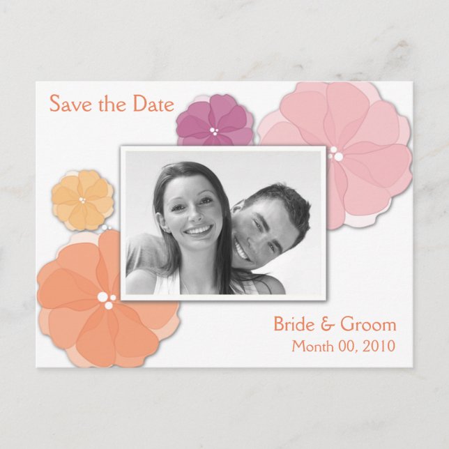Watercolor Floral Save the Date Postcards (Front)