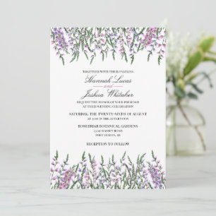 Watercolor Floral Scottish Heather Wedding Invitation
