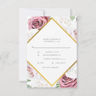 Watercolor Floral Script Modern Wedding RSVP Card