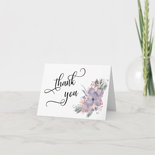 Watercolor Floral Script Typograpy Thank You (Front)