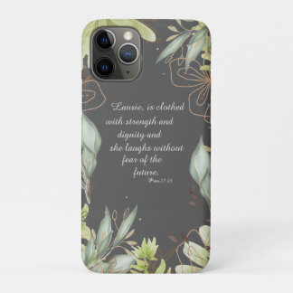Watercolor floral scripture,  iPhone 11 pro case
