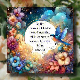 Watercolor Floral Scripture Christian Easter Holiday Card