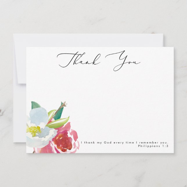 Watercolor Floral Scripture Thank You Card (Front)