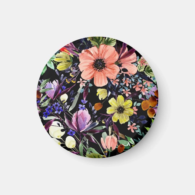 Watercolor Floral Seamless Garden Pattern Magnet (Front)