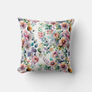 Watercolor Floral Seamless Pattern Cushion