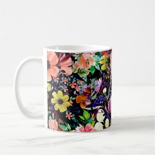 Watercolor floral seamless pattern. Different buds Coffee Mug