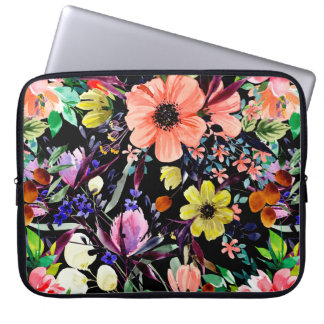 Watercolor floral seamless pattern. Different buds Laptop Sleeve