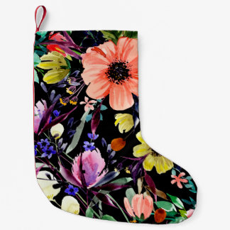 Watercolor floral seamless pattern. Different buds Small Christmas Stocking
