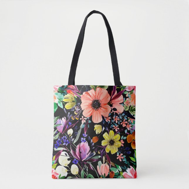 Watercolor floral seamless pattern. Different buds Tote Bag (Front)