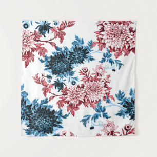 Watercolor floral seamless pattern on white backgr tapestry
