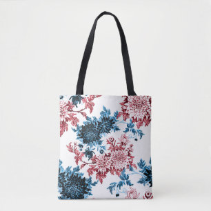 Watercolor floral seamless pattern on white backgr tote bag