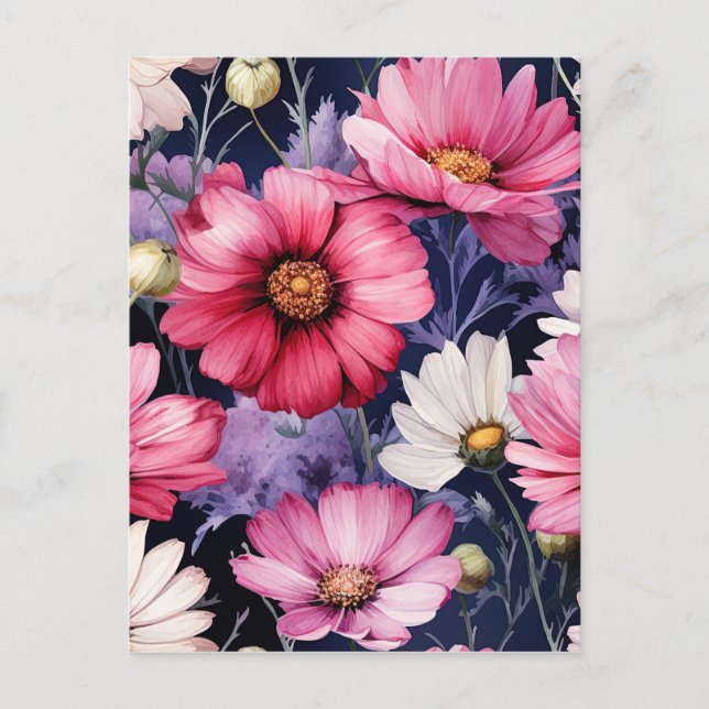 Watercolor Floral Seamless Pattern Postcard (Front)