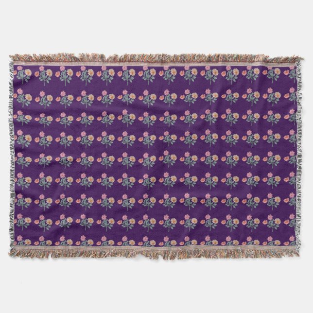Watercolor Floral Seamless Pattern Soft Pastel  Throw Blanket (Front)