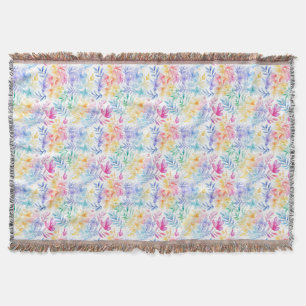 Watercolor Floral Seamless Pattern Throw Blanket