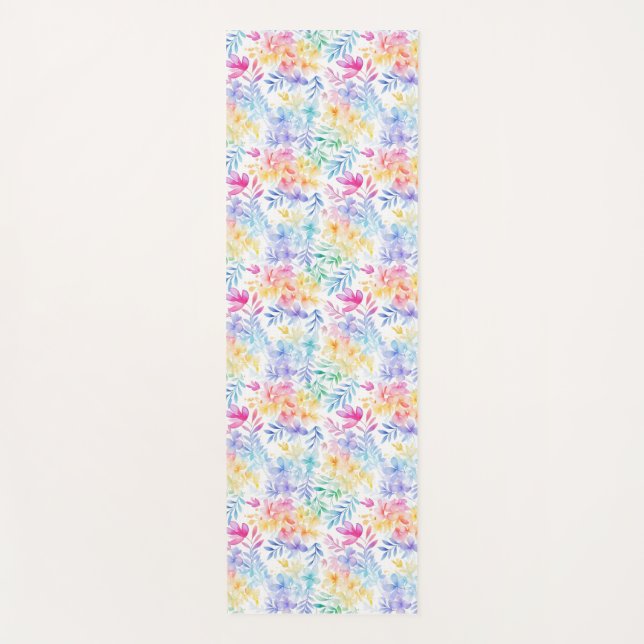 Watercolor Floral Seamless Pattern Yoga Mat (Front)