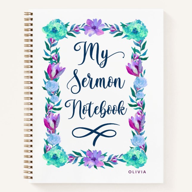 Watercolor Floral Sermon Notebook (Front)