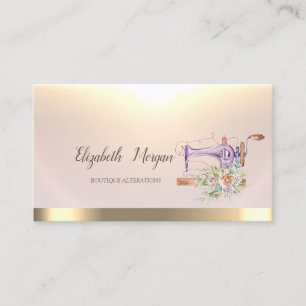 Watercolor Floral Sewing Machine Business Card