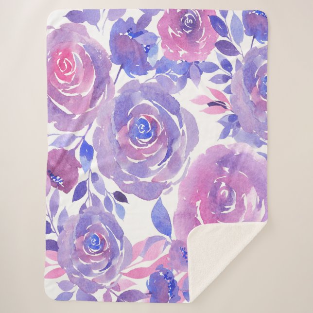 Watercolor Floral Sherpa Blanket (Front)