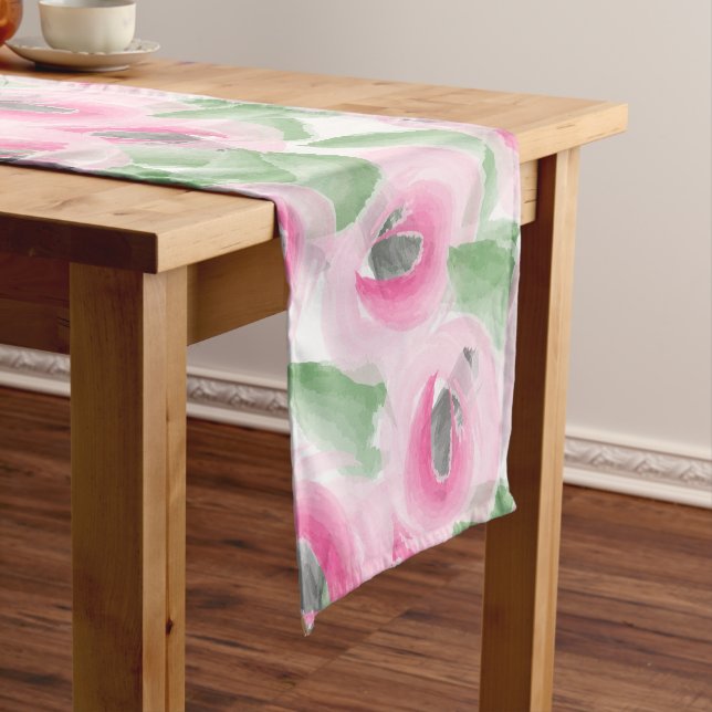 Watercolor Floral Short Table Runner (In Situ)