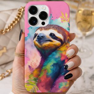 Watercolor floral sloth phone case