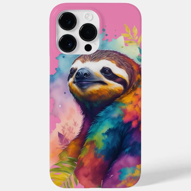 Watercolor floral sloth phone case (Back)
