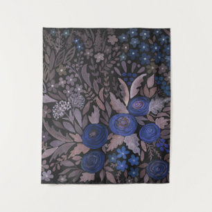 Watercolor floral small flowers navy roses brown l tapestry
