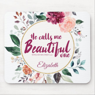 Watercolor Floral Song of Solomon Scripture Mouse Mat