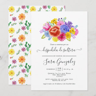 Watercolor Floral Spanish Fiesta Bridal Shower Invitation