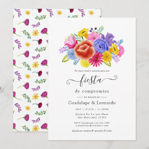 Watercolor Floral Spanish Fiesta Engagement Party Invitation