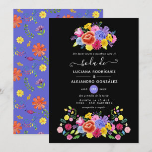 Watercolor Floral Spanish Fiesta Wedding Invitation