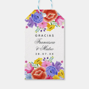 Watercolor Floral Spanish Fiesta Wedding Thank You Gift Tags