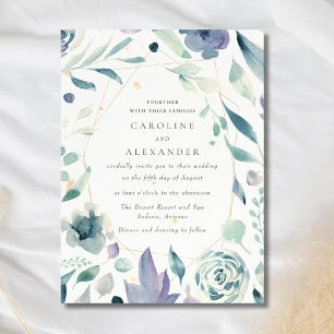 Watercolor Floral Speckletone Wedding Invitation