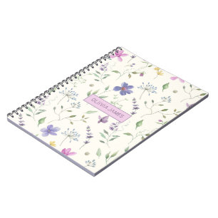 Watercolor Floral Spiral Photo Notebook Name