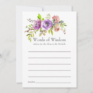 Watercolor Floral Spring Baby Shower Advice Card