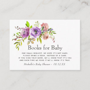 Watercolor Floral Spring Baby Shower Book Request Enclosure Card