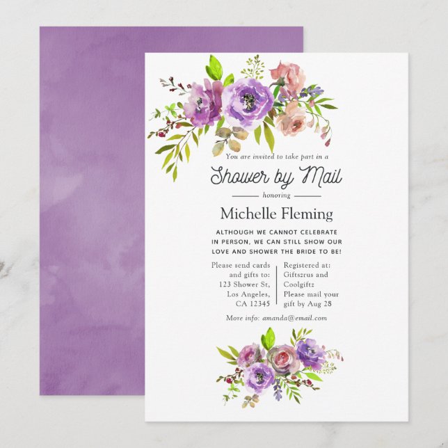 Watercolor Floral Spring Baby Shower by Mail Invitation (Front/Back)