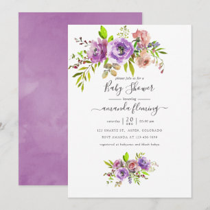 Watercolor Floral Spring Baby Shower Invitation