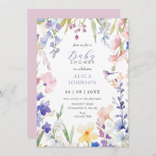 Watercolor floral spring baby shower Invitation