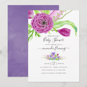 Watercolor Floral Spring Baby Shower Invitation