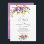Watercolor Floral Spring Bat Mitzvah Invitation<br><div class="desc">Purple and peach roses and peonies floral bat mitzvah invitation with accents of coral,  plum and sage green.</div>