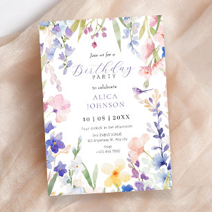 Watercolor floral spring birthday Invitation
