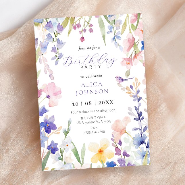 Watercolor floral spring birthday Invitation (Creator Uploaded)