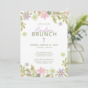 Watercolor Floral Spring Easter Brunch Religious Invitation