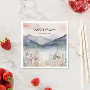 Watercolor Floral Spring Mountains Napkin