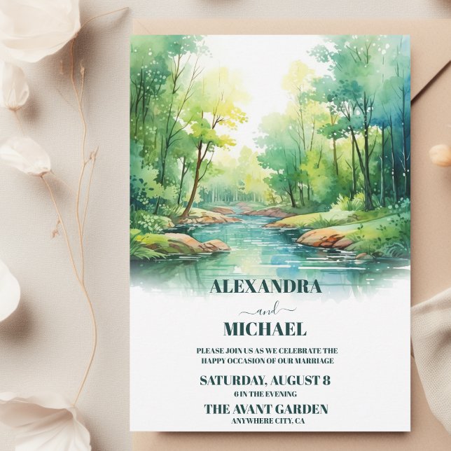 Watercolor Floral Spring Mountains Wedding  Invitation (Creator Uploaded)