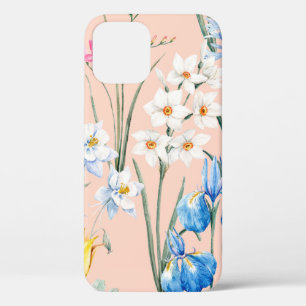 Watercolor floral spring pattern, botanical illust iPhone 12 case